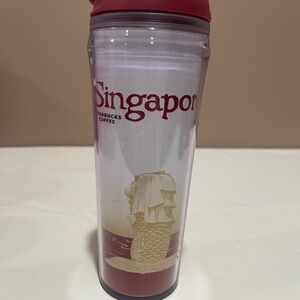 Starbucks Red and white and Clear Singapore Tumbler